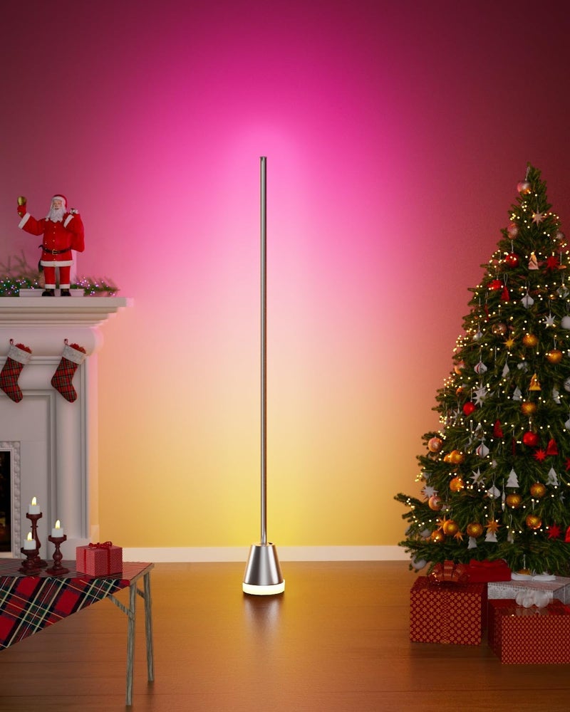 Keepsmile Smart RGB LED Corner Floor Lamp, Bright Standing Lamps for Living Room with APP and Remote,Modern Floor Lamp with Music Sync and 16 Million Colors, Ambient Light for Bedroom Silver - Image 4